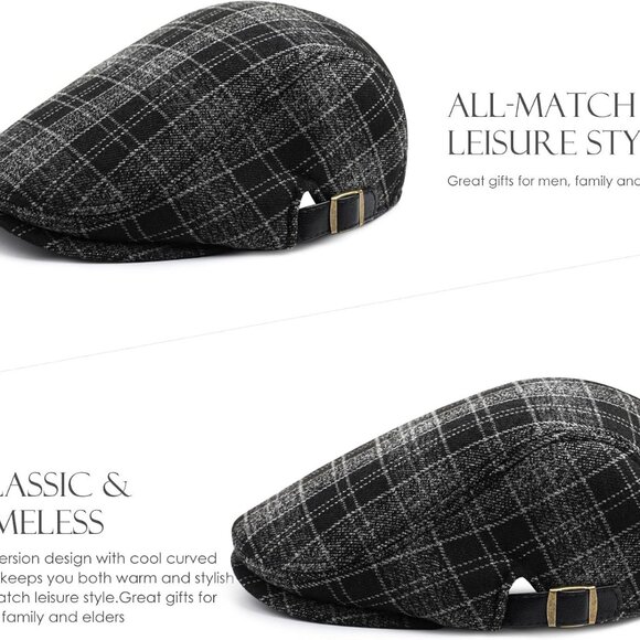 Mens Newsboy Cap Winter Beret Hat Cabbie Flat Cap - Picture 4 of 7